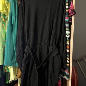 Eloquii Black mock neck long sleeve belted dress